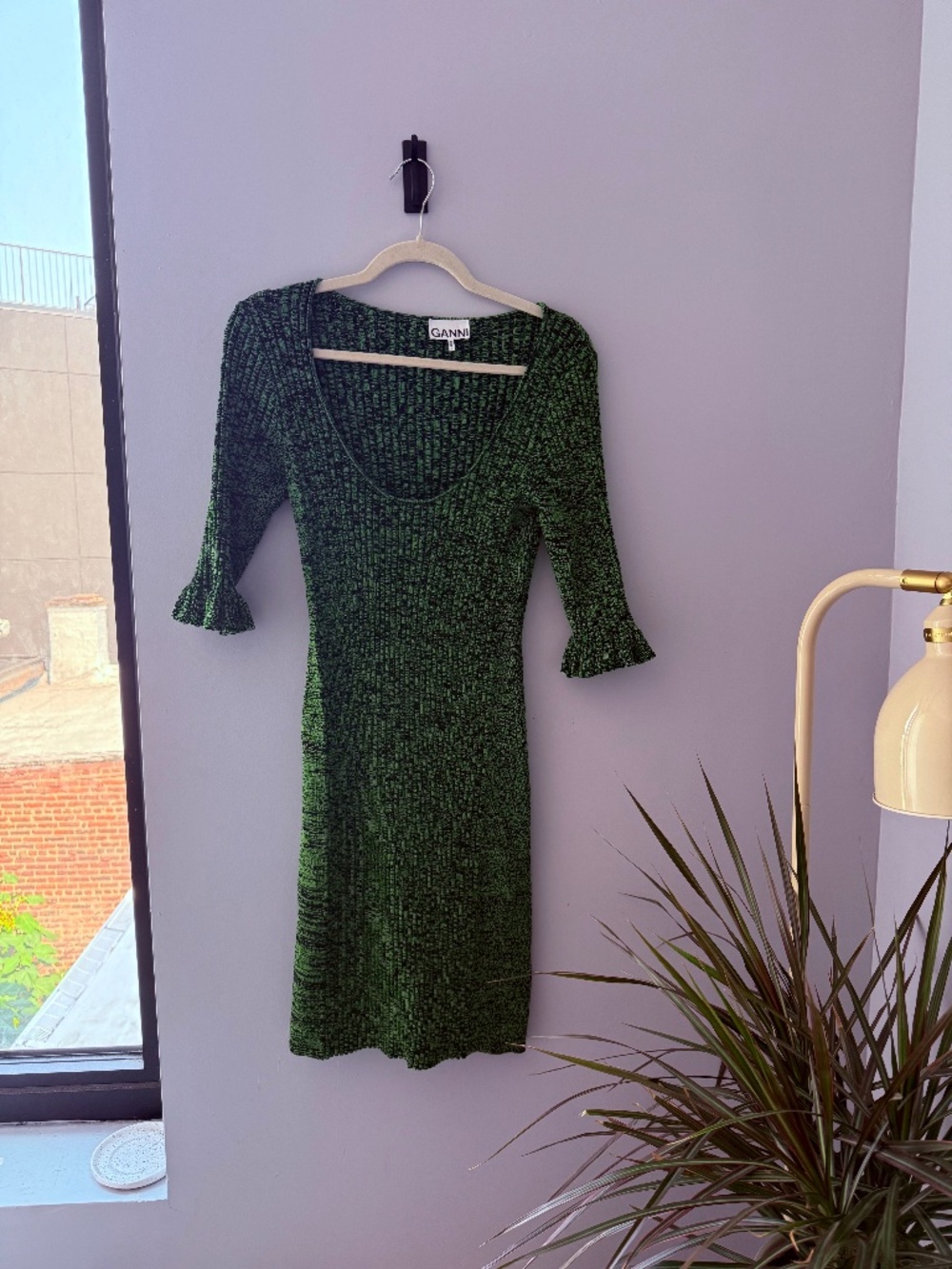 NWOT GANNI Melange Kelly Green Knit Dress [Size M]